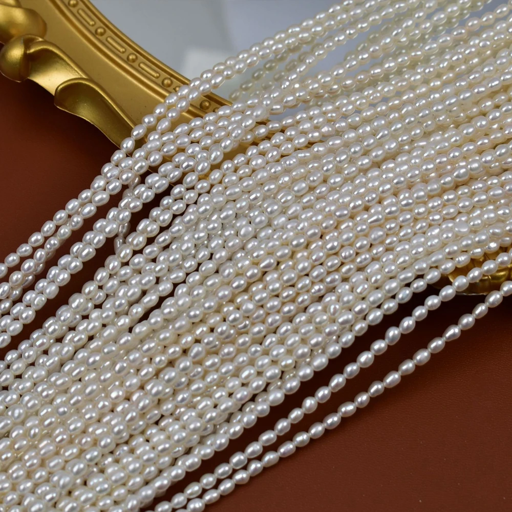 

100% Natural Freshwater Pearls AAAA 3-4mm Delicate High Quality Small Rice Beads for Jewelry Making DIY Women Necklace Accessory