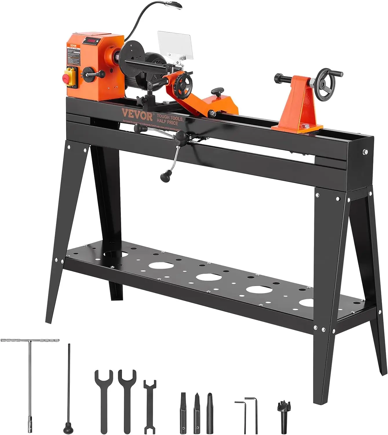 

Wood Lathe with Copy Attachment, 13.78 in x 37.8 in, 1 HP 750W Woodworking Lathe with Stand, Variable Speed 700-2600 RPM