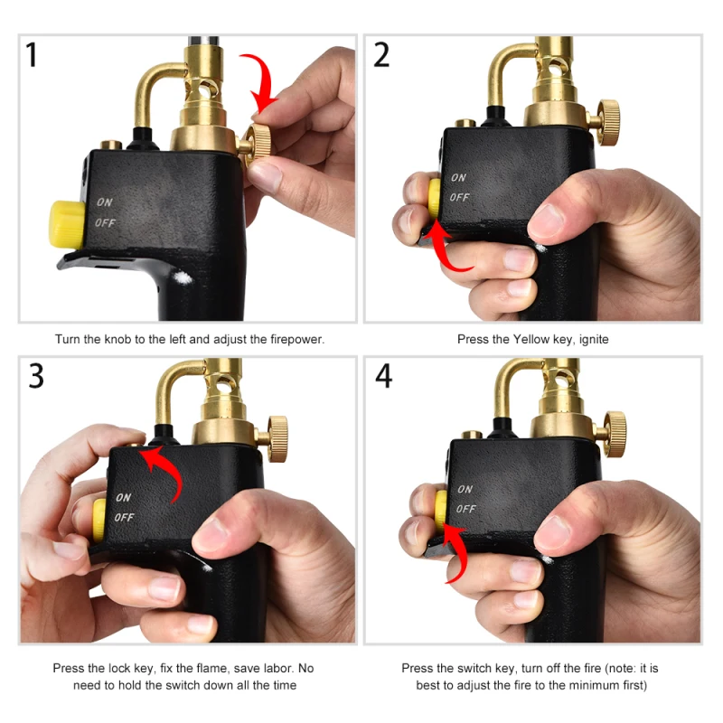 Propane MAPP Torch With 3 Nozzles Brazing Welding Gas Trigger-Start Torch Swirl Flame Tip For Soldering And Brazing Applications