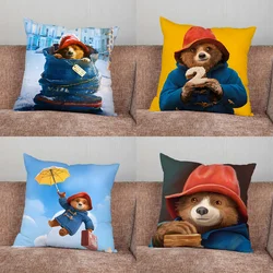 Cute P-Paddington Bear Pillow Case For Home Bedroom Car Office Decoration Living Room Sofa Cushion Cover Suitable