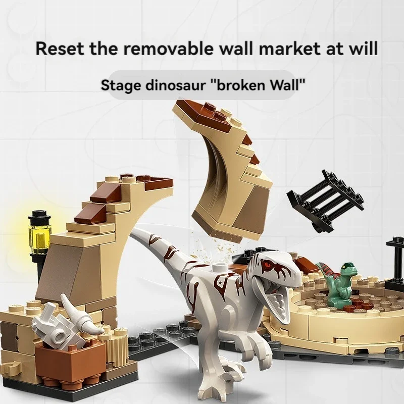 Compatible Sets Jurassiced Series Atrocyraptor Dinosaur: Bike Chase Building Blocks Model Fit MOC 76945 Set Toys For Kids Gifts