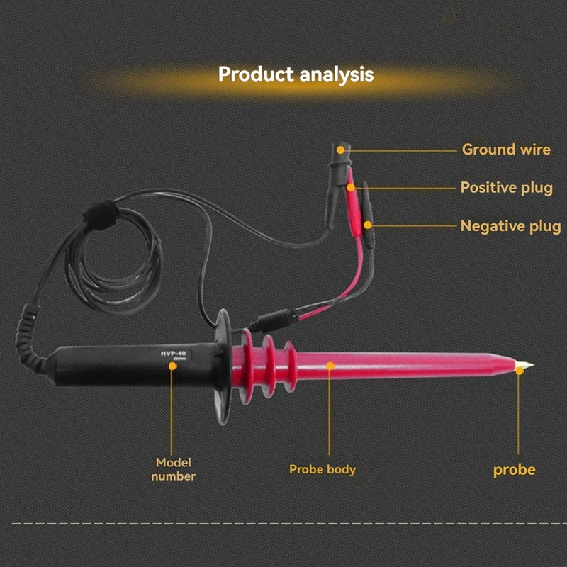 HPV-40 High Voltage 40KV Multimeter Probe 1000 High Voltage Attenuation Detection Rod AC 10MHZ Probe 0-40KV 1000:1