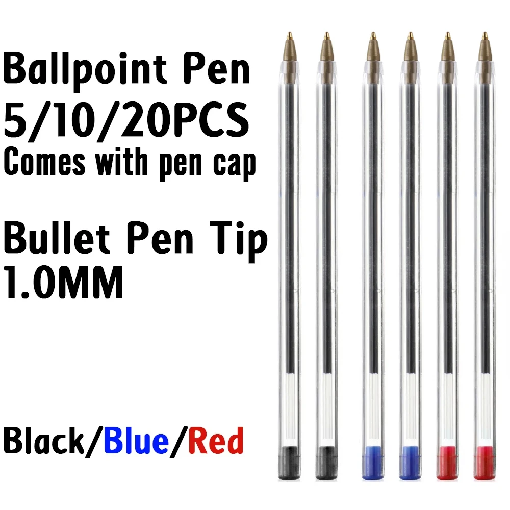 5/10/20Pcs Black Red Blue Ballpoint Pen 1.0mm Gel Pen Student Signing Pen Writing Pen Stationery School Office Accessories