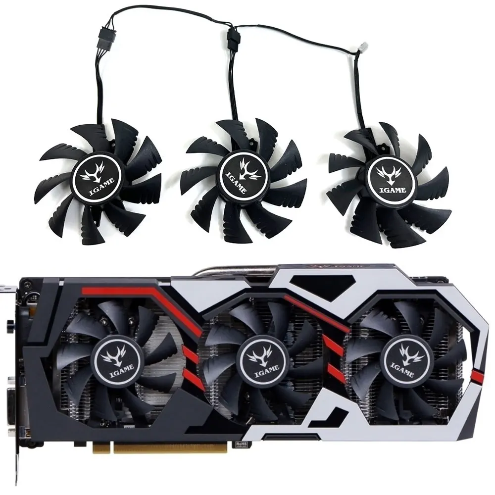 

1SET/3FANS NEW 75MM GTX 1060、GTX 1070 GPU FAN，For Colorful GTX 1060、GTX 1070、GTX 1070 TI、GTX 1080 Graphics card cooling fan