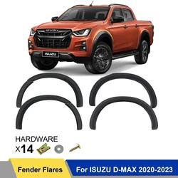 6Pcs Wheel Arch Fender Flares Set For Isuzu D-max Dmax 2020 2021 2022 2023 Models Matte Black Extension Mudguards Guard Dual Cab