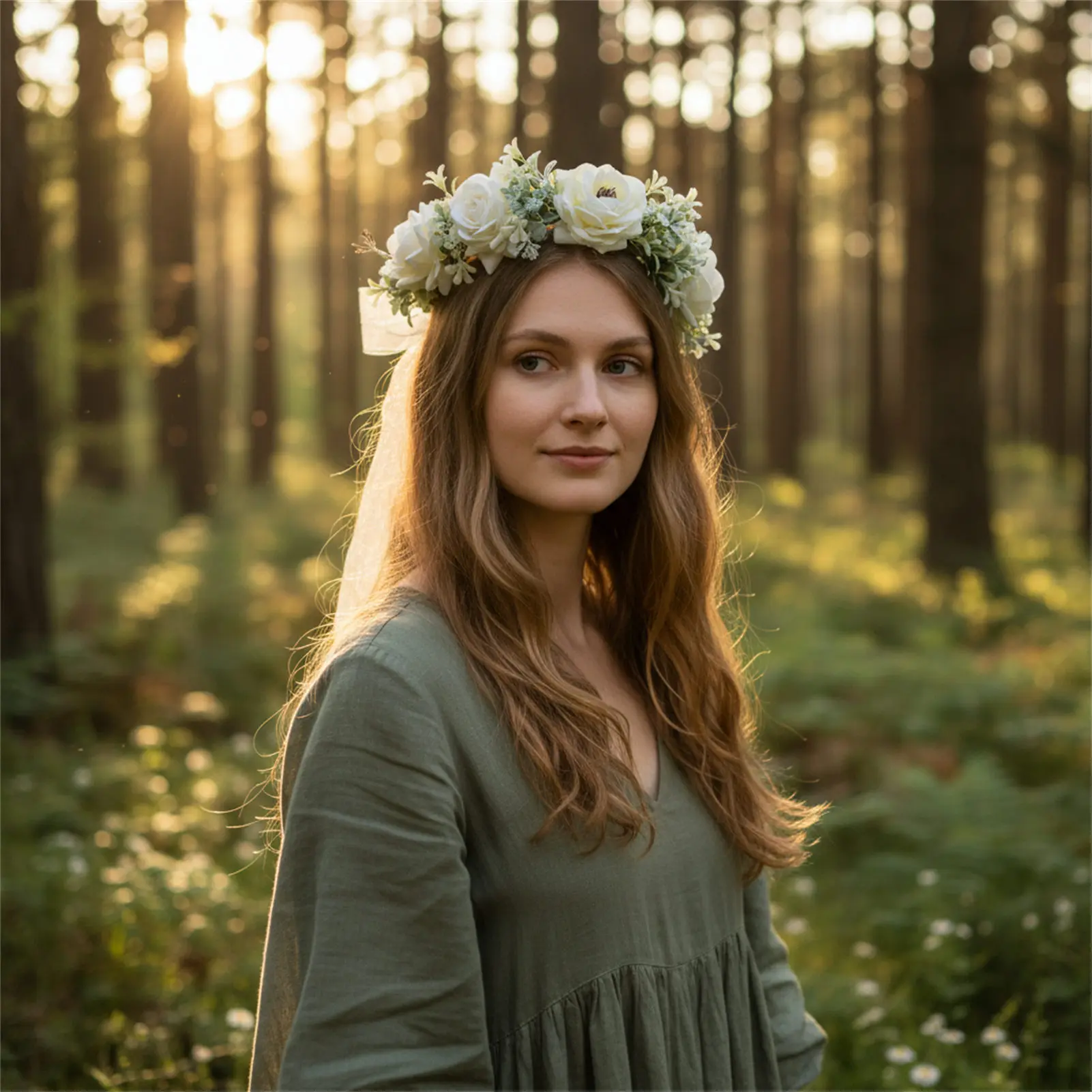 

Floral Wreath Headband Artificial Flowers Eco-Friendly Lightweight Comfortable for Weddings Photography