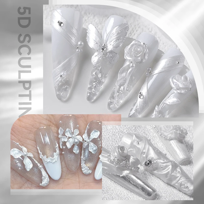 BORN PRETTY 5D Sculpting Gel Nagellack 5 ml Pearl White Shaping Carving DIY Poking Gel Solid Tips Nail Art No Wipe Top Coat – Detail 12