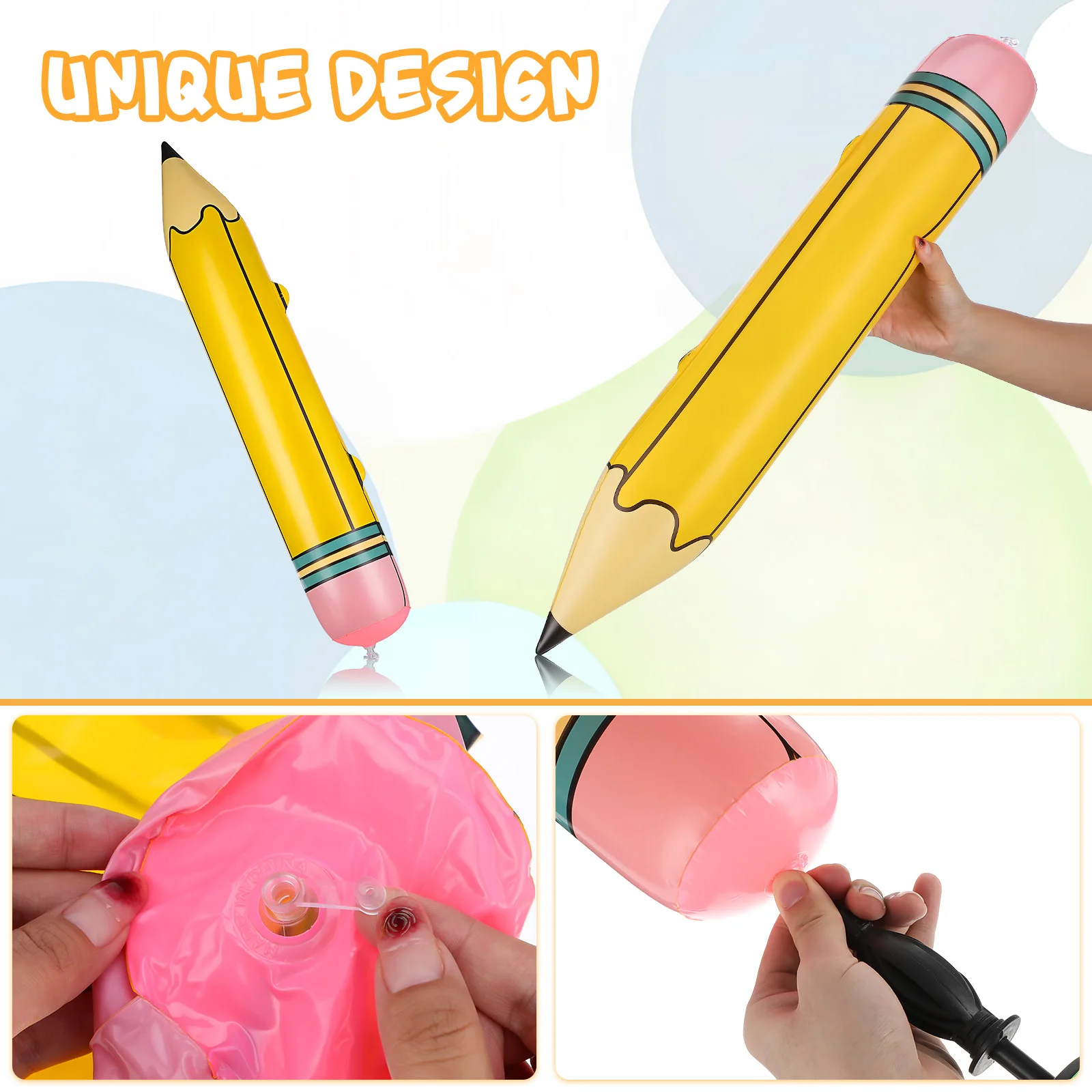 12pcs Kids Inflatable Pencil Props Jumbo Pencil Toys Jumbo Pencils Inflatables Photo Props Back To School Classroom Decorations