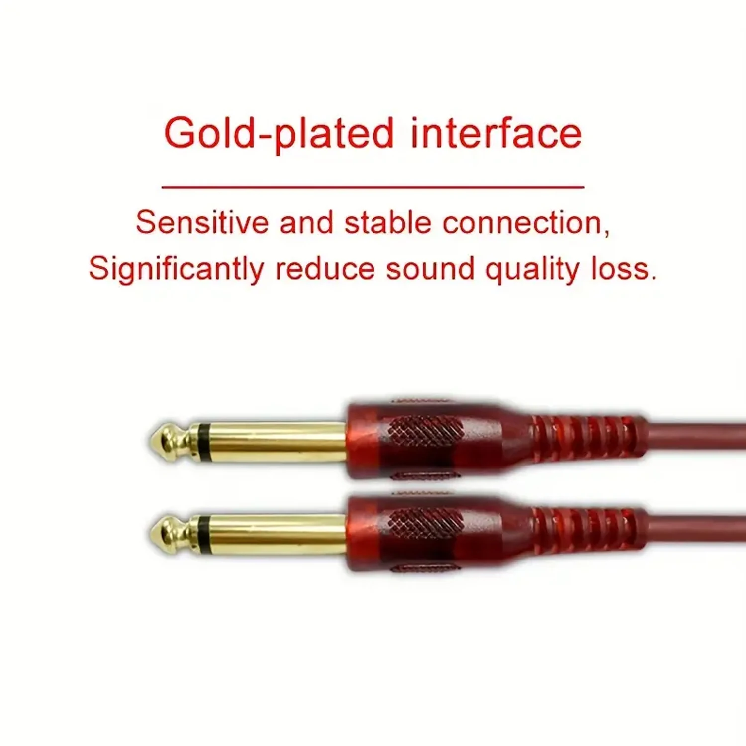 1pc 6.35mm 1/4in TRS Cable: 10ft/3m Audio Cable for Electric Guitar, Bass, Speaker - AMP Cord 1/4 Straight to Straight - Red