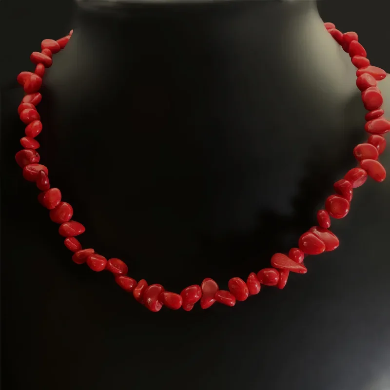 

Red Coral Choker Bean Shaped Pearl Necklace Sweater Chain Irregularity Beads Necklaces for Women Fashion Jewelry Collar Gifts