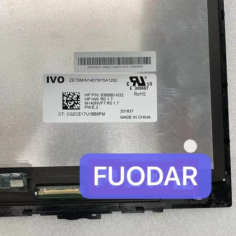 14.0 Polegada tela LCD portátil M140NVF7 R0-N4B HP EliteBook 840 G5 120Hz 40 pinos