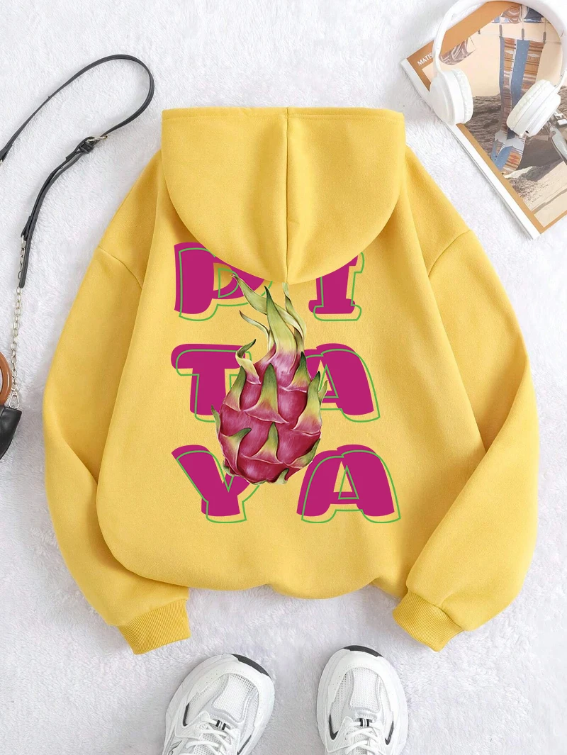 Pitaya Hoodies Men Women Fresh Fruit Printed Sweatshirt Fleece Warm Breathable Loose Pocket Pullover Winter Casual Streetwear