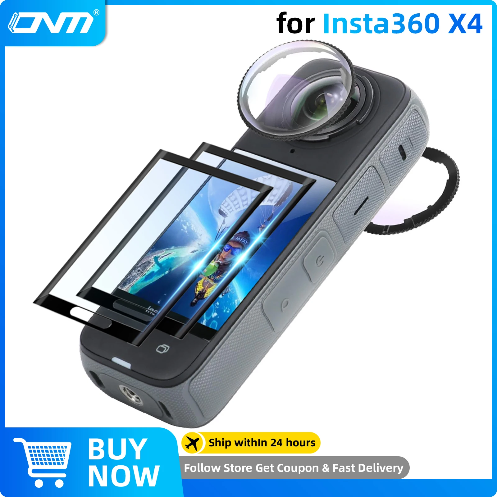 Pelindung lensa + pelindung layar untuk Insta360 X4 Aksesori penutup pelindung lensa & Film pelindung antigores Insta 360 X4