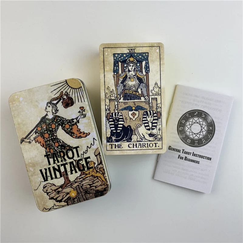 Metal Box Gilded Tarot Vintage Cards Divination Deck With Paper Guidebook English Version Classical Board Games