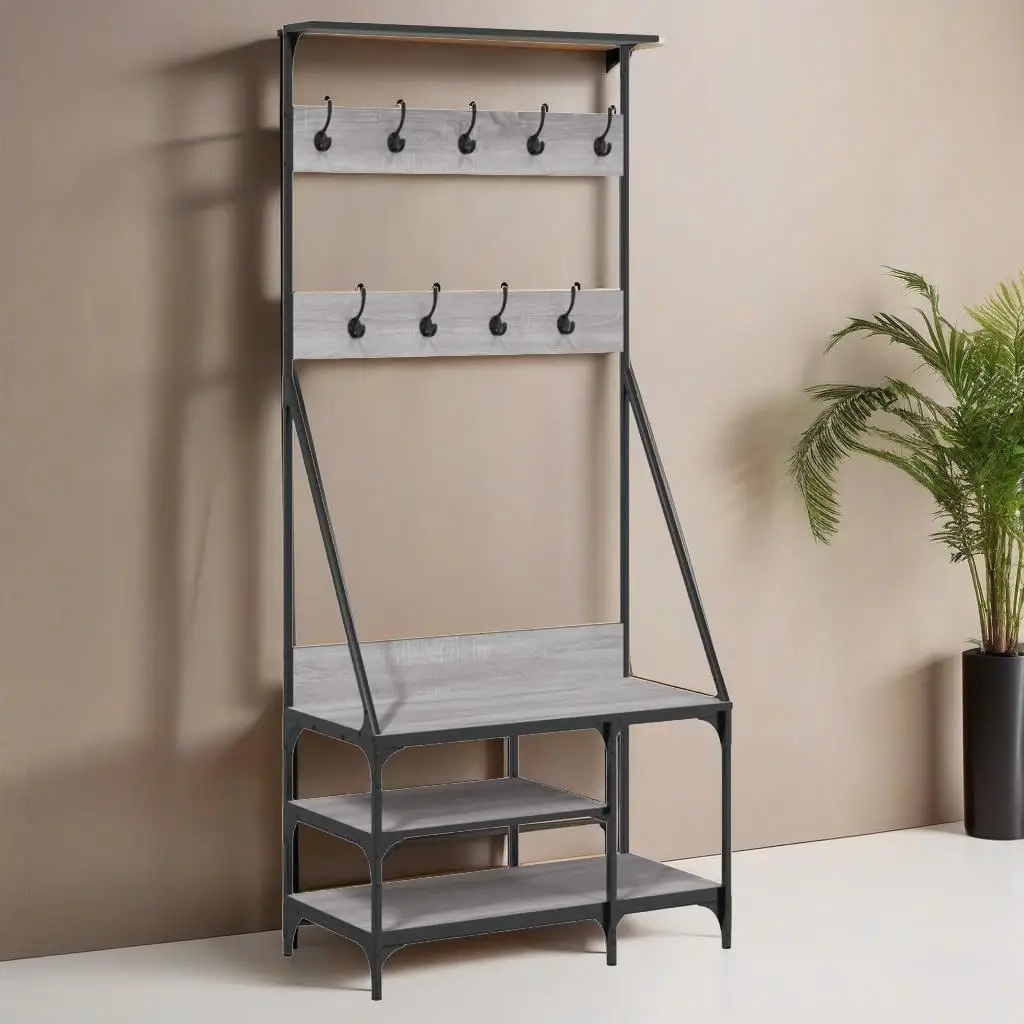 Grey Sonoma Clothes Rack with Shoe Storage - 80x40x184 cm Space-Saving Organizer