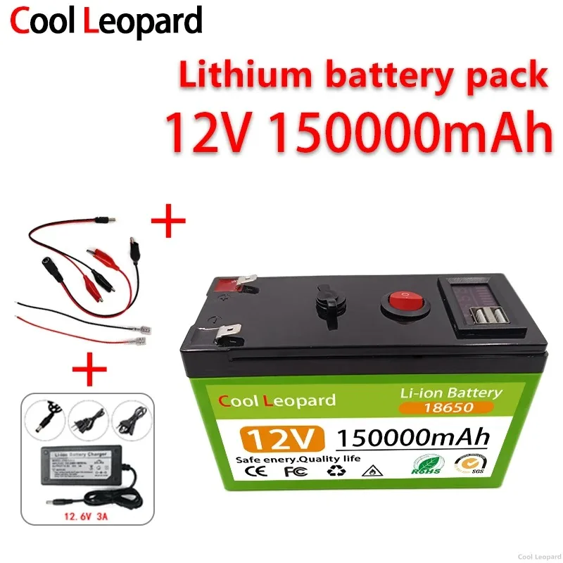 

2024 New original18650 3S6P 12V 150Ah Lithium Battery Pack,For Solar Energy Electric Vehicle Li-ion Battery+12.6V Charger