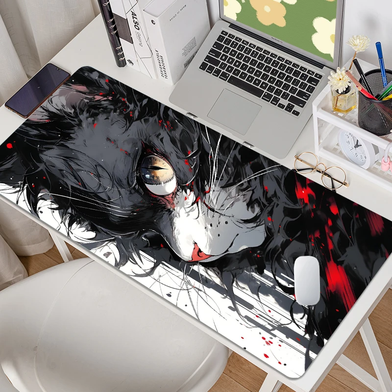 Black Cat Desk Mat Cute Mousepad Anime Aesthetic Mouse Pad XXL Gaming Deskmat 900x400 Coffee Beige Kawaii Manga Mice Mat Soft