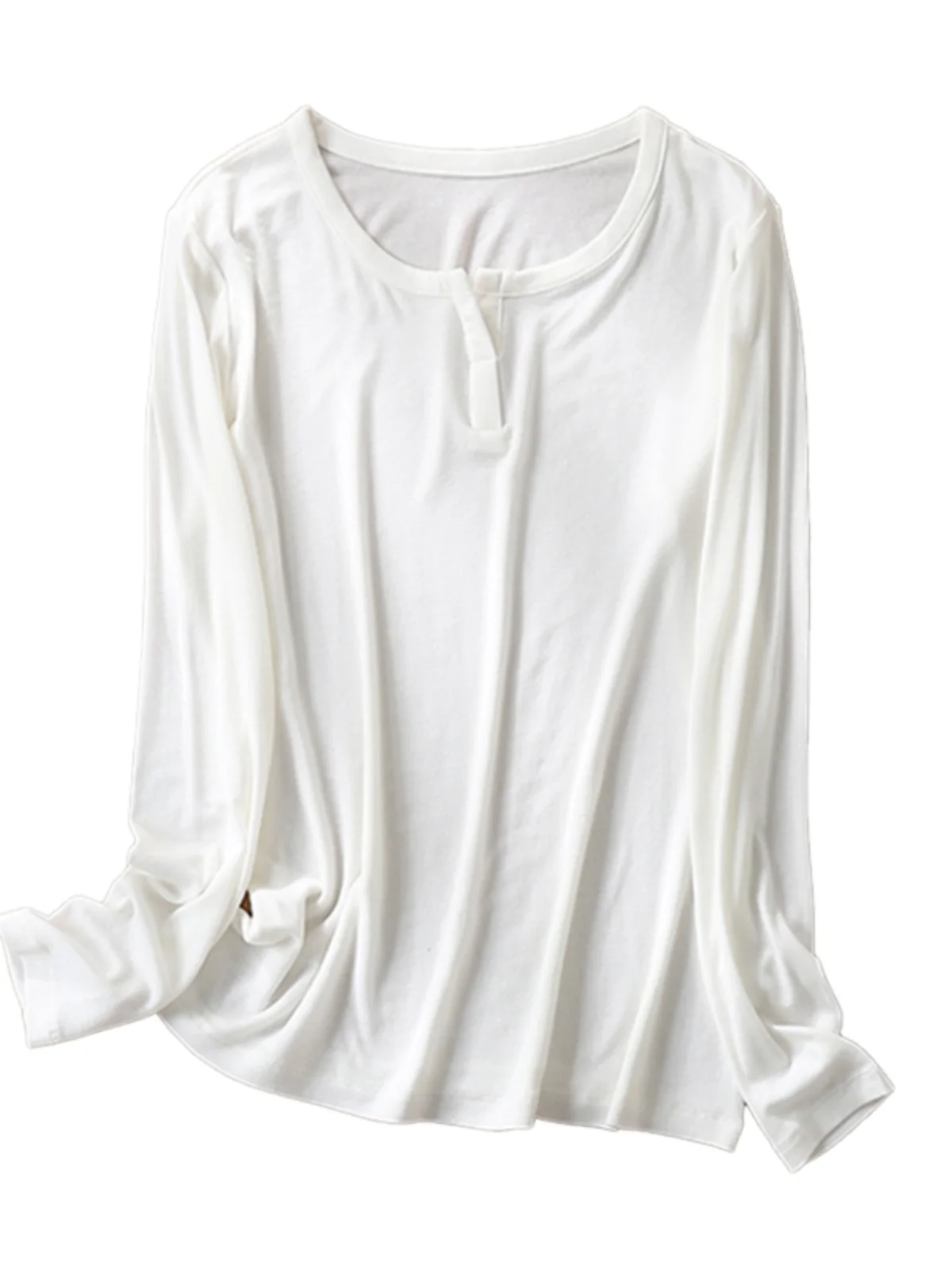 

Spring Autumn Thin Long Sve T-irt Women's Knitted Base irt V-Ne Versatile Classic Sle Wool Lyocell Blend Moisture ...