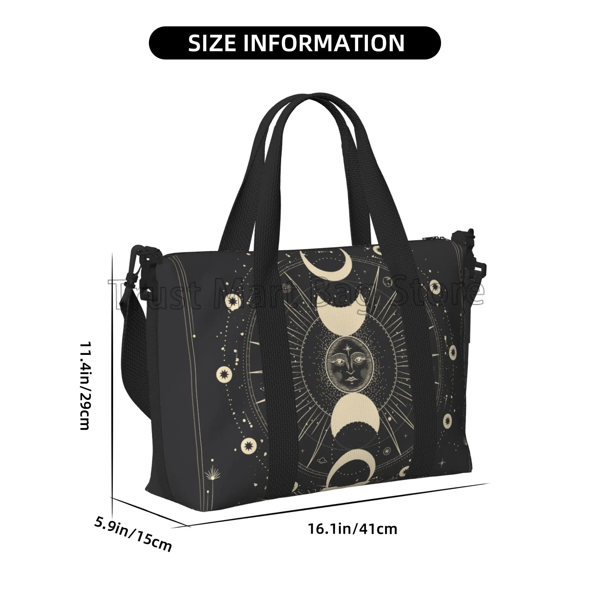 Moon Star Mystic Sun Astrology Tarot Goth Travel Duffle Bag Multipurpose Weekender Bags Unisex Casual Waterproof Luggage Bag