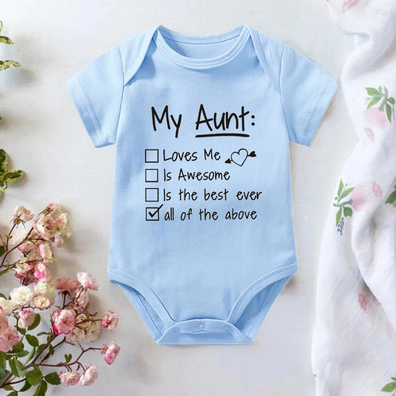 

My Aunt Loves Me and Awesome Summer Funny Infant Baby Bodysuit Toddler Hipster Jumpsuit Trendy NewBorn Crawling Baby 0-24M