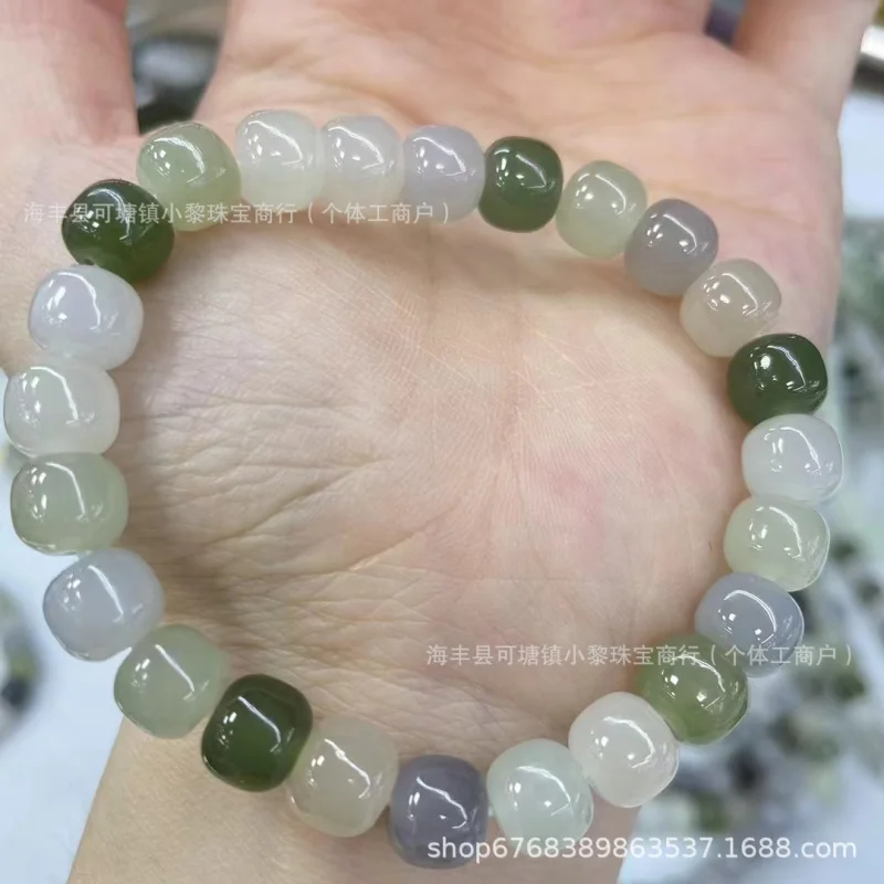 

Hetian Jade Multi-Gem Old Style Bracelet Material Delicate Smooth Foot No Cracks No Black Spots
