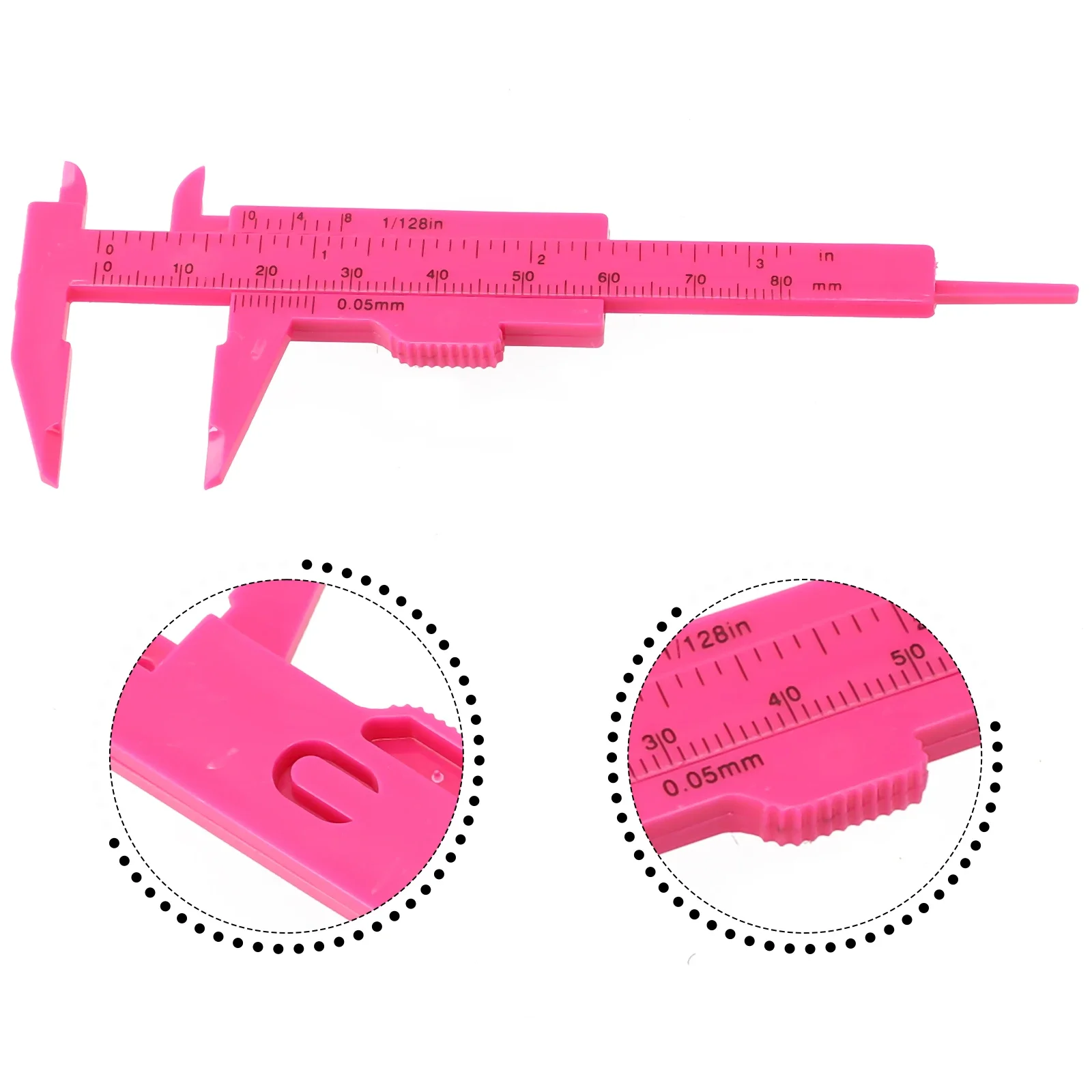 1pc 0-80mm Plastic Sliding Vernier Caliper Gauge Measure Tool Double Scale Ruler For Jewelry Antique Exhibition Measurement