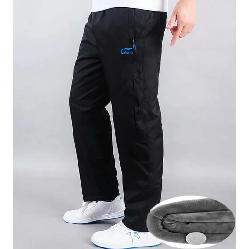 Men's Sweatpant Trousers Autumn Winter Plus Velvet Warm Pants Quick-drying Loose Straight Winter Wear-resistant Waterproof Pant