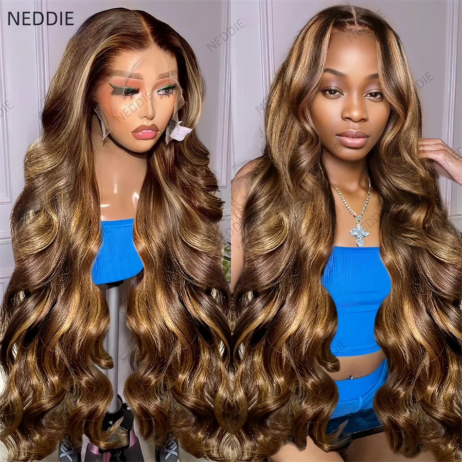 Choice Cheap 13x6 Long Lace Front P4/27 Body Wave Wig Neddie Preplucked Brazilian 100% Frontal Human Hair Wigs On Sale Clearance