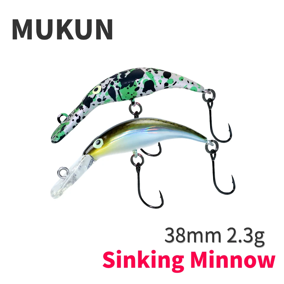 MUKUN 1pc Trout Ultraligh Crankbait Fishing Lure Kuga Nano 38mm 2.3g Sinking Minnow Pesca Wobbler Hard Bait For Trou