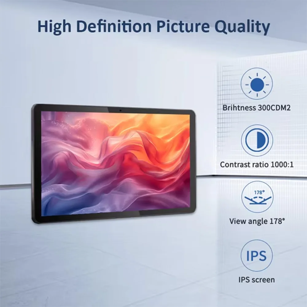 Wall-mounted 10.1-inch Android 14 commercial tablet capacitive touch screen smart home POE monitoring camera desktop display