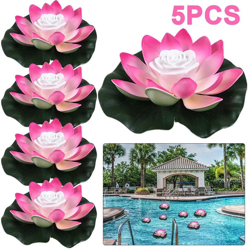 

5шт светодиодный водонепроницаемый плавающий свет лотоса цветок лампа декор бассейна (градиент)