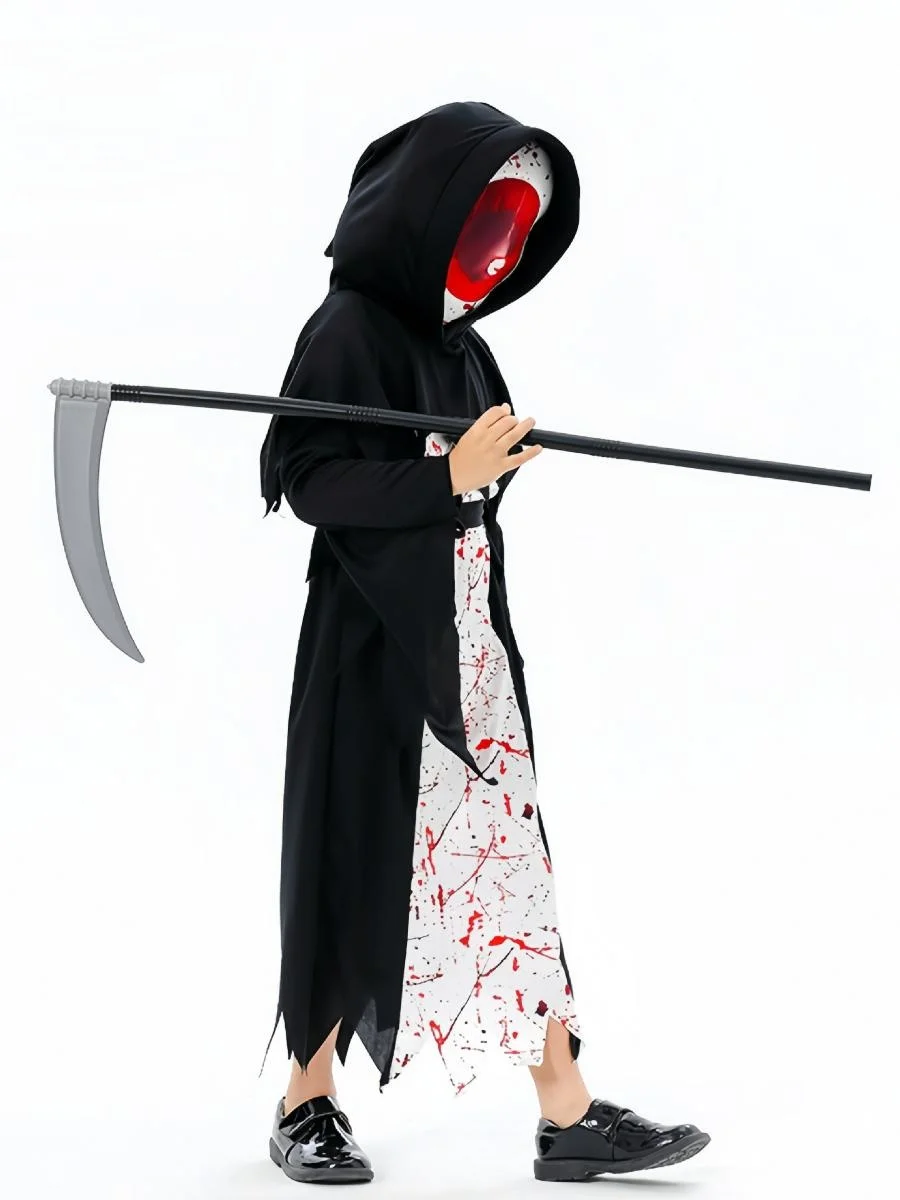 New loween Cosplay Death God Suit Children's  Devil Costume Stage Performance k Sle Polyester Traditional Ethn...