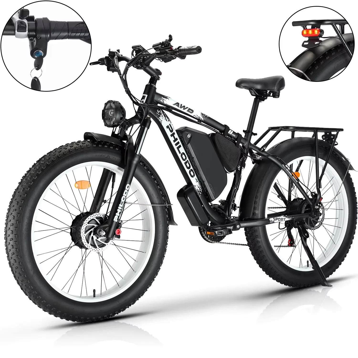 AliExpress NONE PHILODO H8 Electric Bike 2000W 48V23AH Adult Electric Bike Hydraulic Brake 26*4.0 inch Fat Tire Suitable For All-terrain E-bike