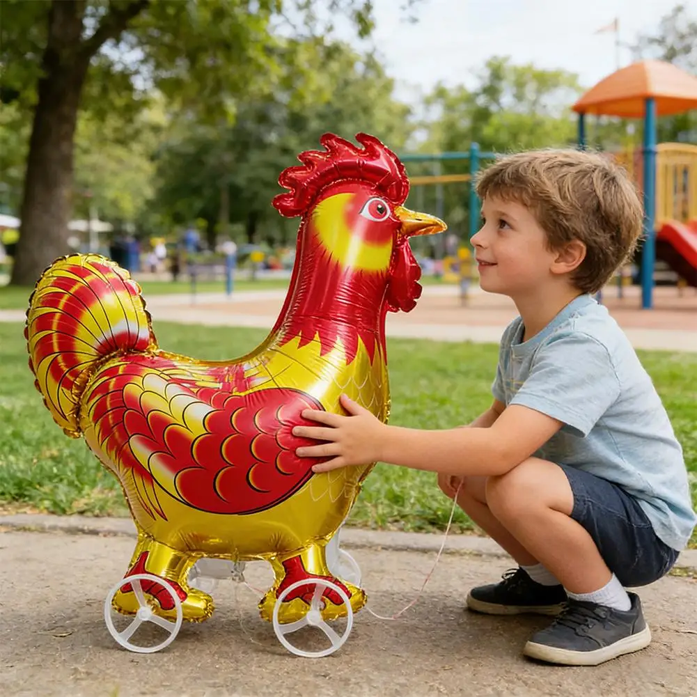 Walking Animal Foil Balloons With Wheels Pig Horse Duck Panda Chicken Pet Balloons For Kids Birthday Party Decorations view 5