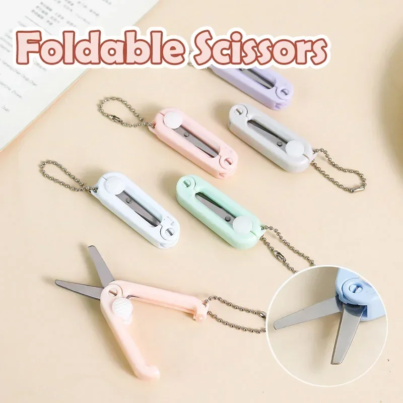 Morandi Mini Portable Folding Scissors Retractable Art Scissors Folding Paper Cutter Multifunctional Safe Small Scissors