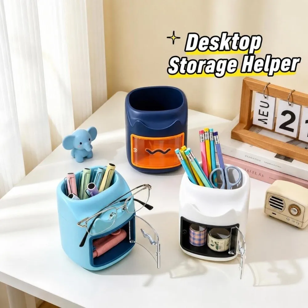New Plastic Pencil Holder Desktop Organizer Broken-resistant Pencil Cup Dirt Resistant Students Pen Cup for Students