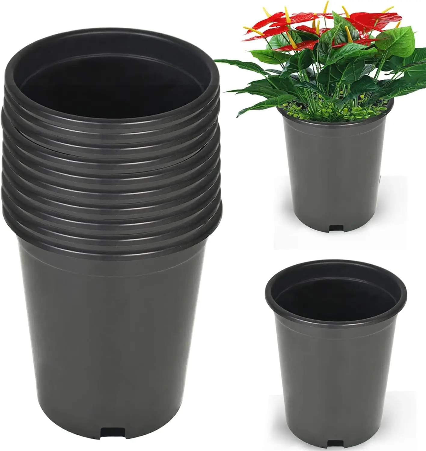 10 Packs 5 Gallon Flexible Nursery Pot for Plants Plastic Gallon Pots for Plants Suitable for Indoor and Outdoor