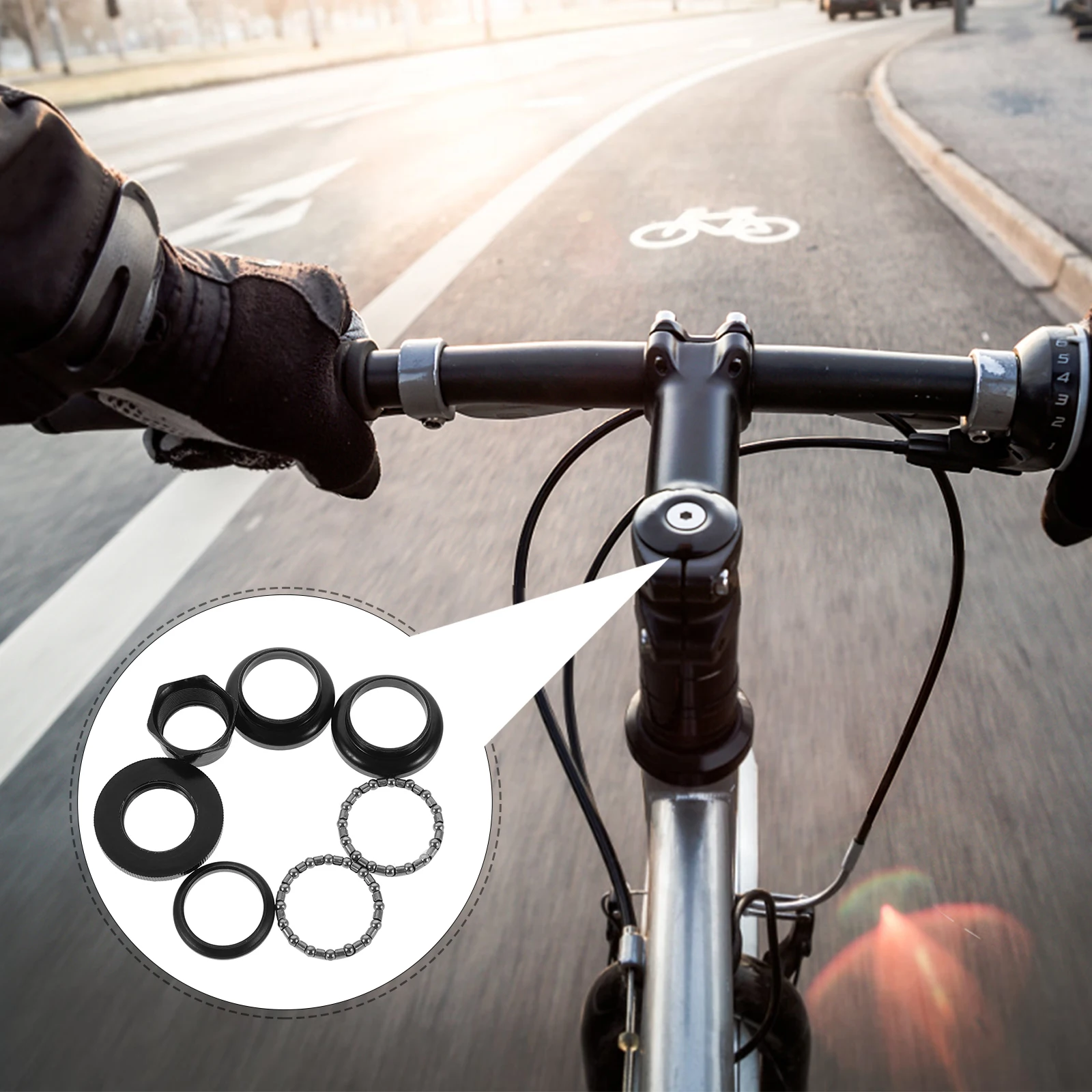 

1Set Bicycle Headset Metal Bike Bearing Stable Front Fork Stem Stack Headset Urban Commuting Accessory Bike Accessory