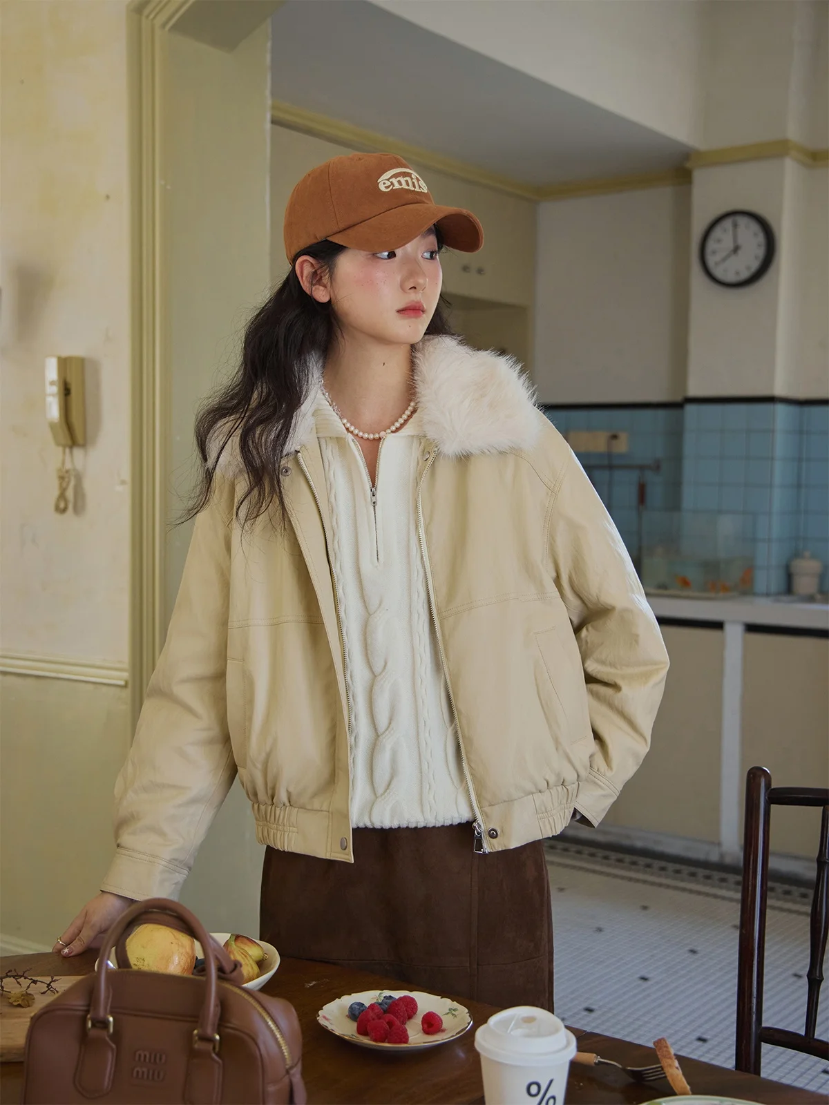 

Ultra Soft Fce Cotton Jaet Coat Mint Bear ket Warmth Fluffy ell Commute Sle Regular Sve Long Zipper Closure