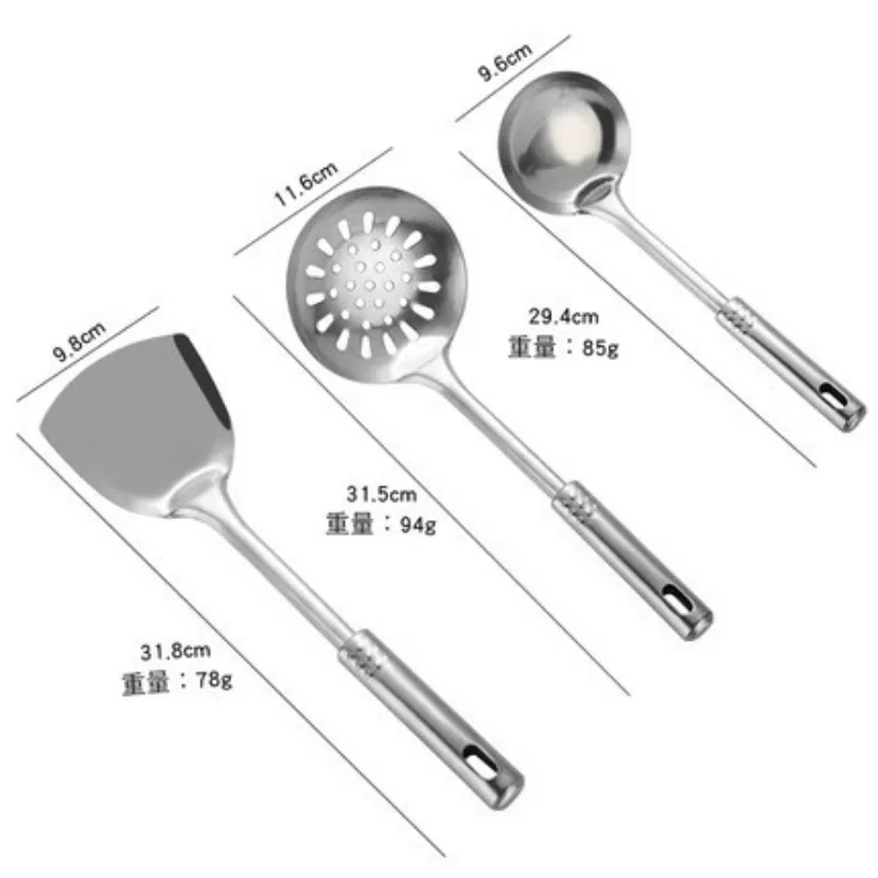 Stainless Steel Cooking Tools Set Spatula Shovel Colander Pots Rice Soup Spoon Kitchenware Accessories Kitchen Utensils Cookware