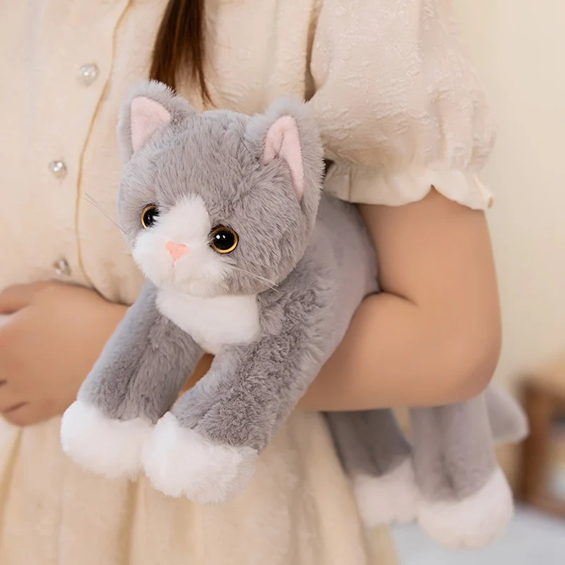 53CM Cute Simulated Cat Doll Plush Toy Stuffed Soft Animal Plush White Gray Kitten Pillow Kids Girls Birthday Gift Pet Toys Deco