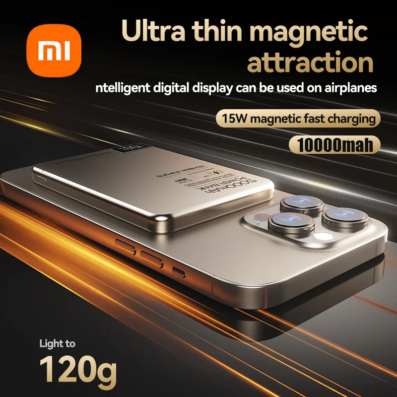 Xiaomi High quality Alloy 10000mAh Fast Charger Power Bank With Battery Powerbank Magnetic Wireless Phone Charger For Magsafe