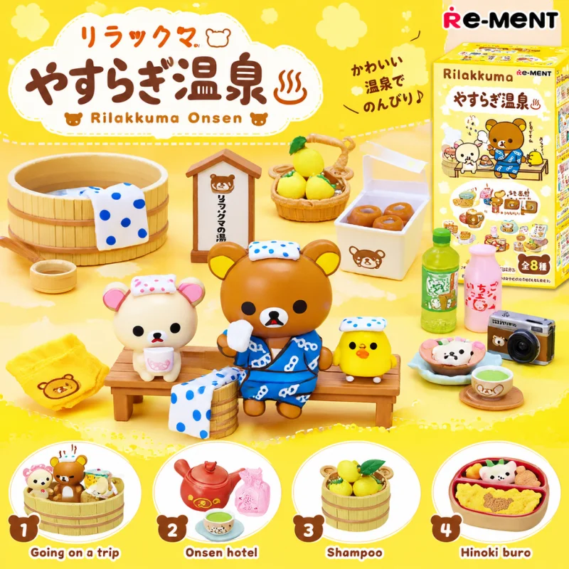 New Selling Original RE-MENT Rilakkuma Warm Healing Hot Springs Miniature Scene Sets Models Decoration Collection Christmas Gift