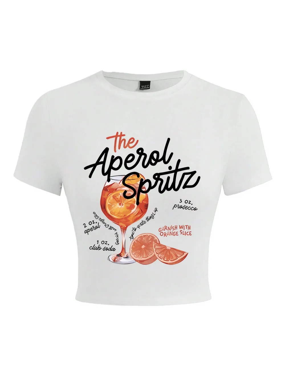 Die Aperol Spritz Retro Cocktail Drucke Crop T-Shirts Frauen Enge T Shirts Oansatz Hohe Elastische Weiche Tops Straße Frau Kleidung