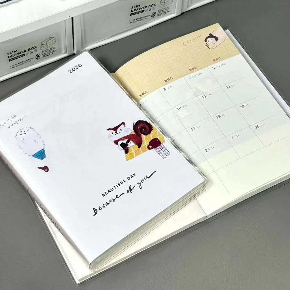 

Блокнот B6 с рисунком ручной работы в стиле мультфильма, мягкий корпус, список дел, 2026, блокнот для студентов