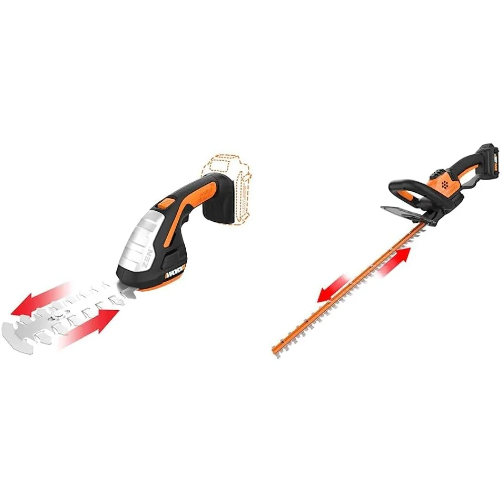 

WG801.9 20V Power Share 4" Cordless Shear and 8" Shrubber Trimmer (Tool Only) & WG261 20V Power Share 22" Cordless Hedge Trimme