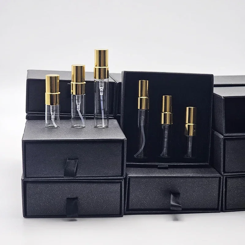 18PCS/Lot 3pcs Mini Sample perfume bottles/box Scale empty Bottle Portable Atomizer 2 3 5ml travel gift Spray Bottle with box