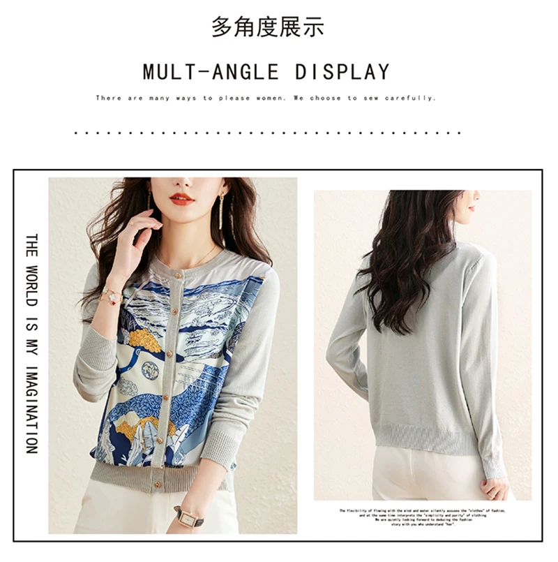 New elegant Soft Knit shirts Sweater cardigans Spring Autumn Casual sweater Tees Basic shirts knitted Tops