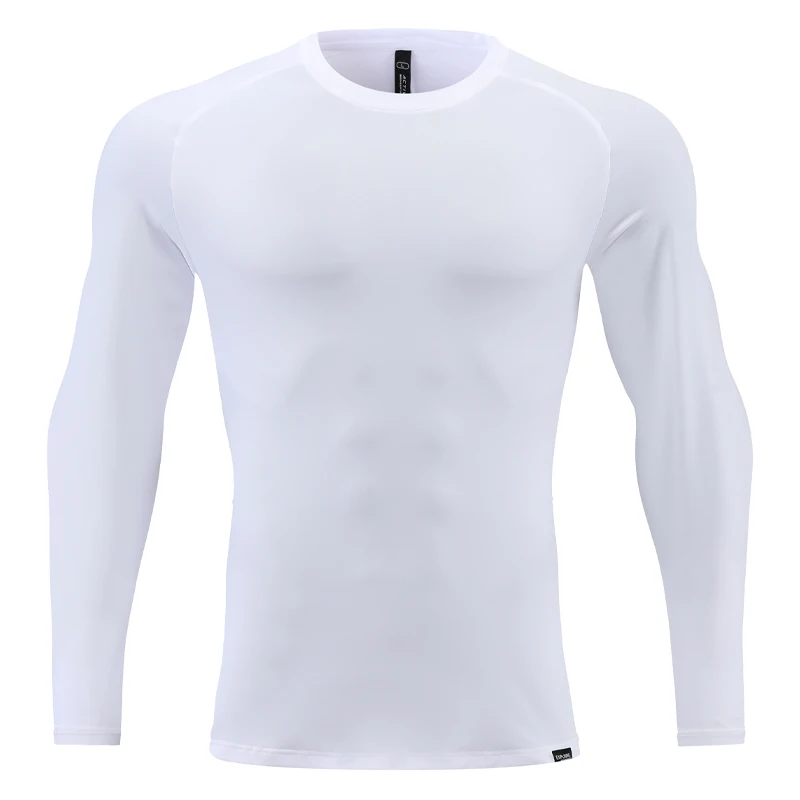 Men Elasticity Long Sleeve Sport Compression Gym Sportswear Breathable Bodybuilding Long Top Solid Color Workout Shirts Tight