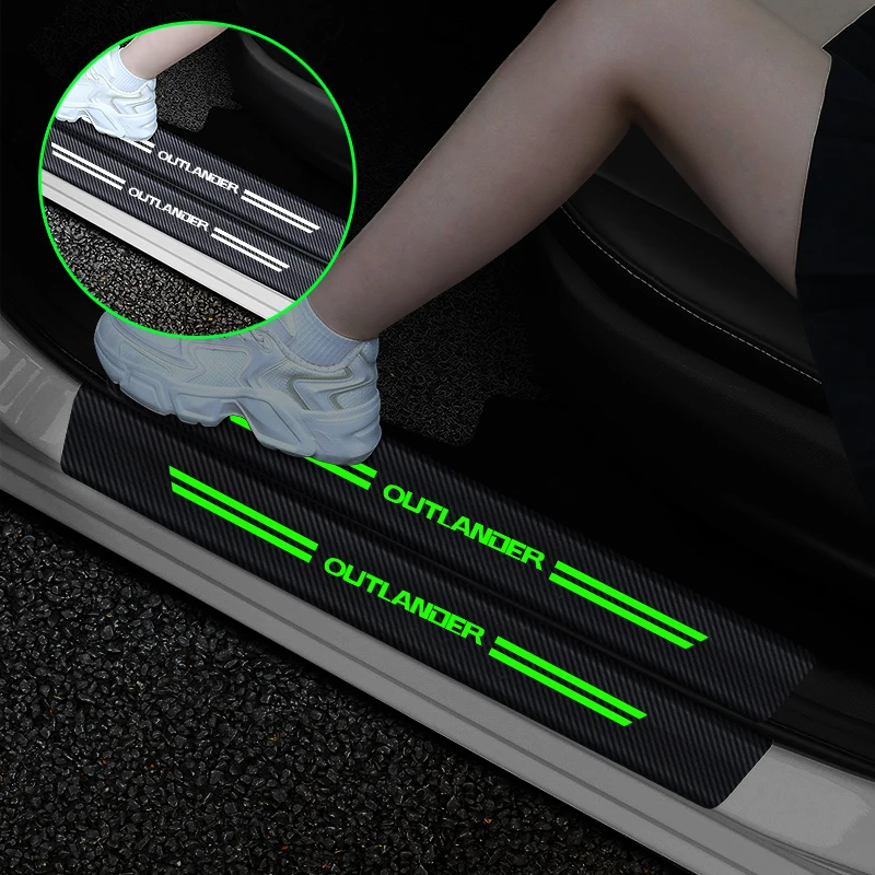 

For Mitsubishi Outlander Car Threshold Strip Carbon Fiber Luminous Car Trunk Door Sill Protection Stickers Auto Accessories